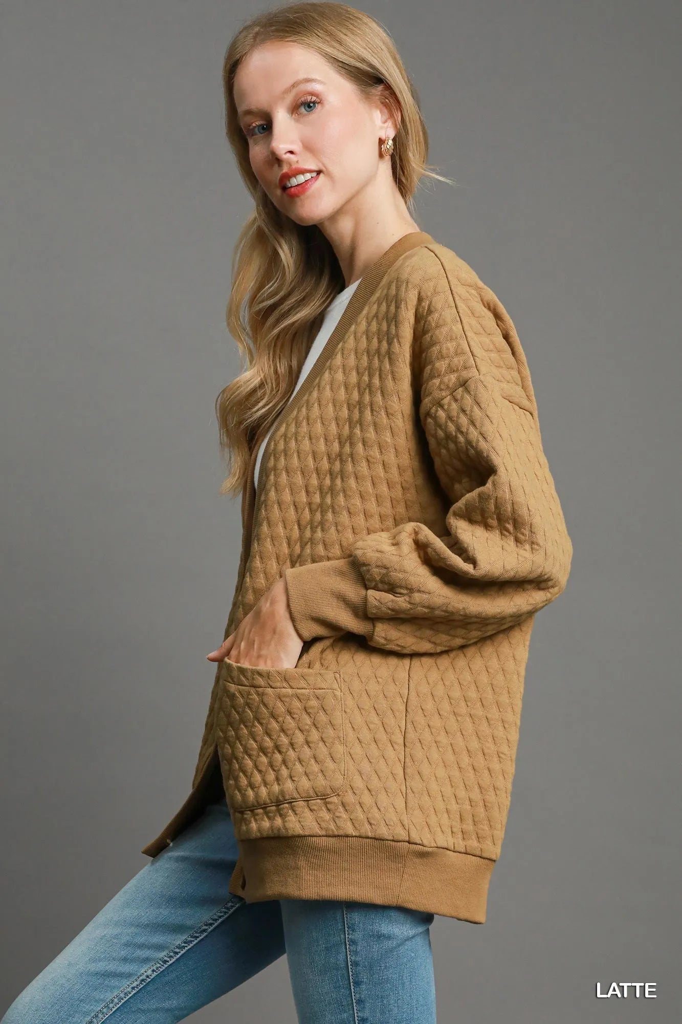 Umgee Button - Up Jacquard Cardigan - Oneira Fashions