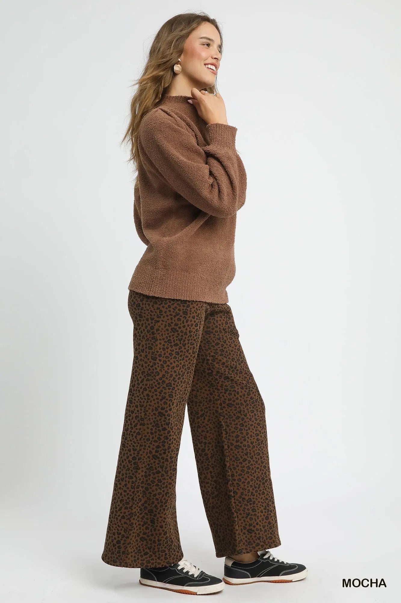Umgee Textured Long Sleeve Sweater with Ribbed Trim - Oneira Fashions