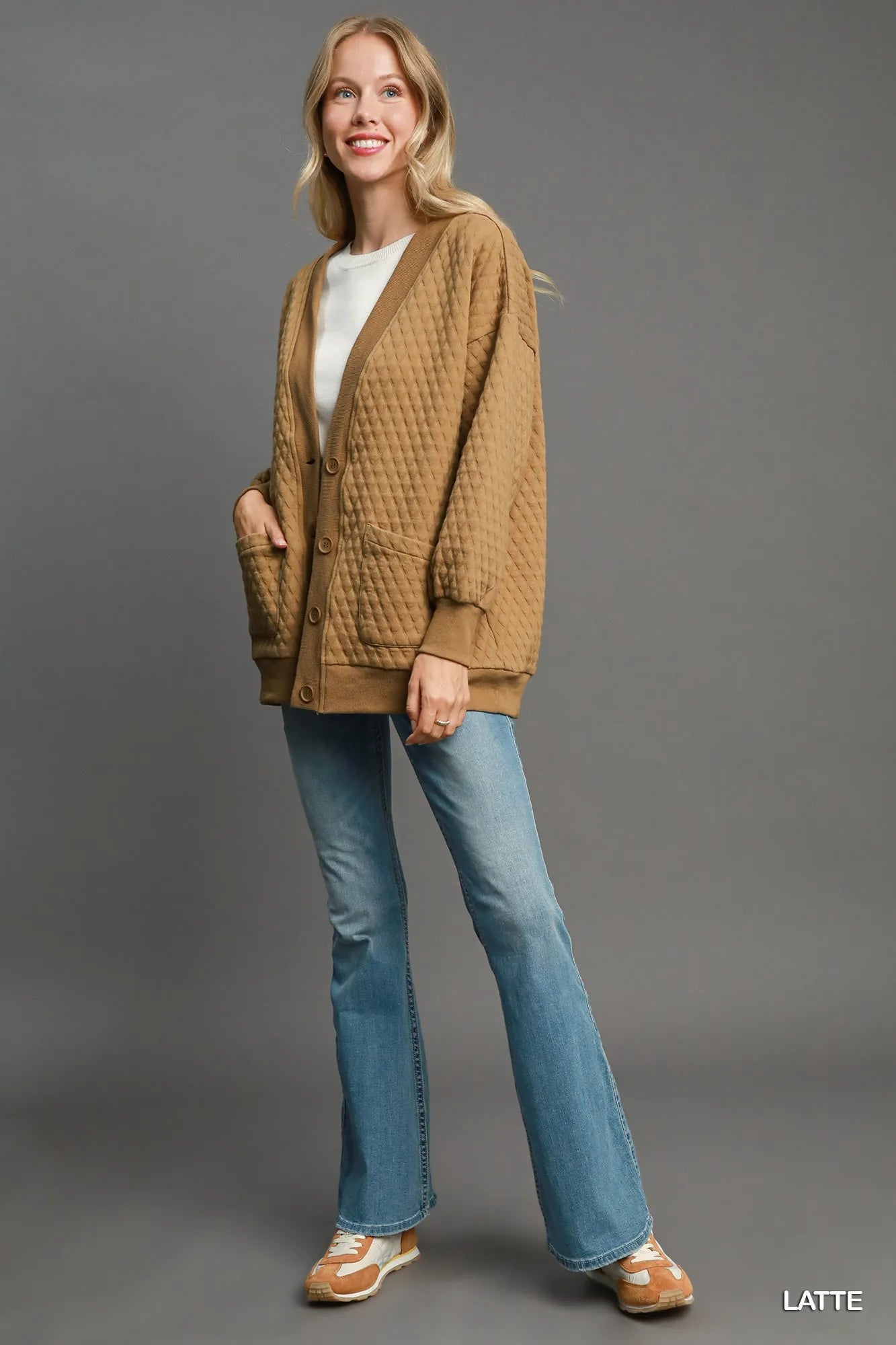 Umgee Button - Up Jacquard Cardigan - Oneira Fashions