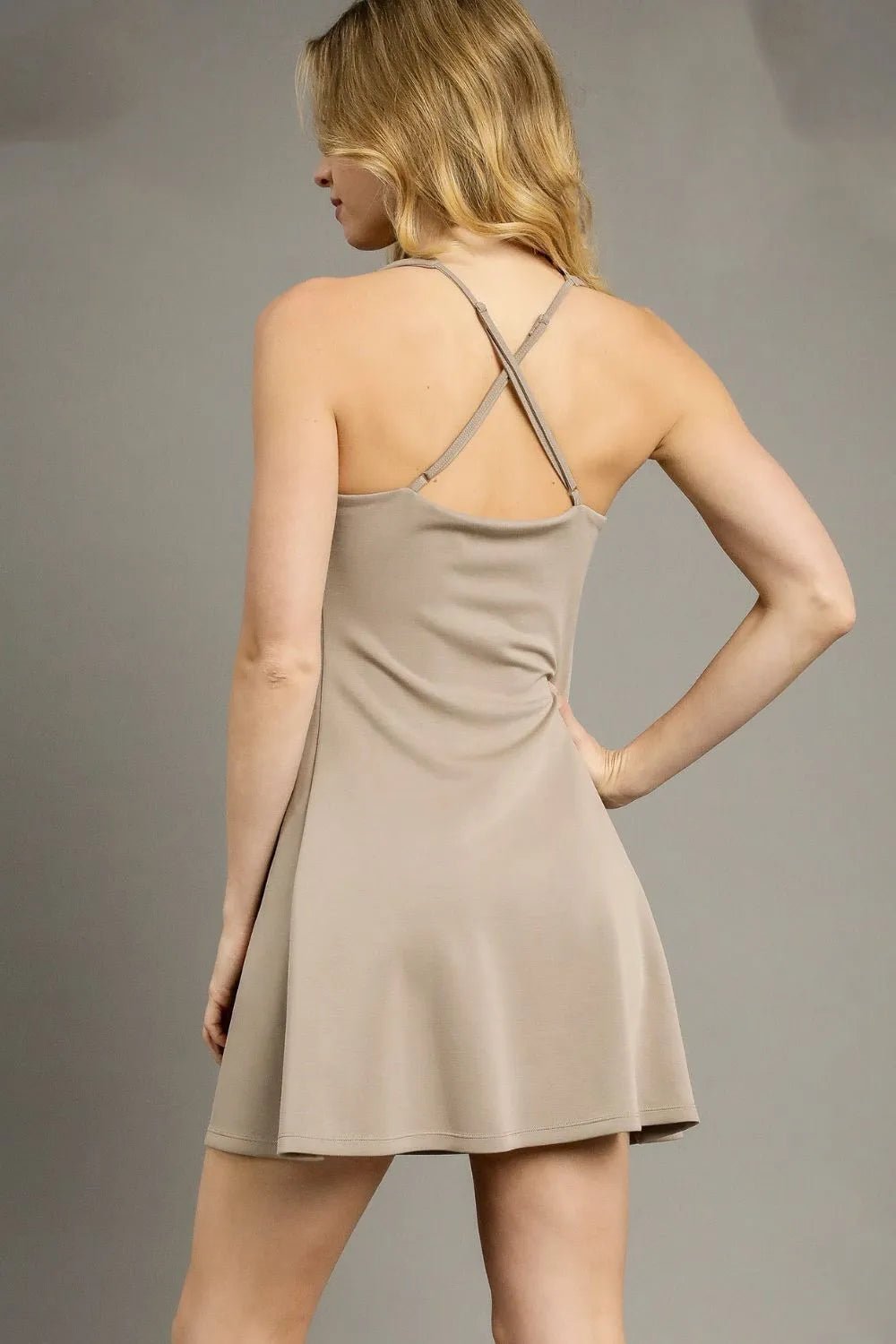 Umgee Crisscross Square Neck Active Dress - Oneira Fashions