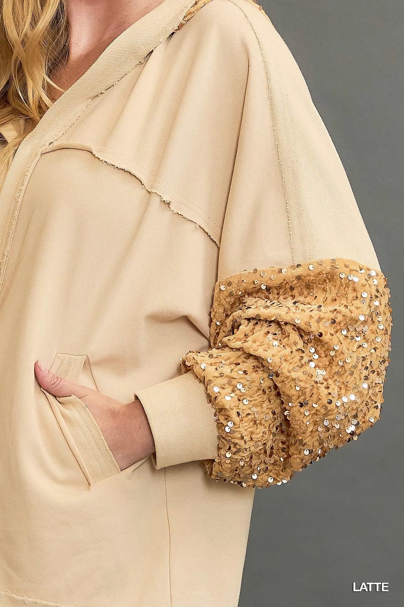 Umgee Sequined French Terry Jacket - Oneira Fashions
