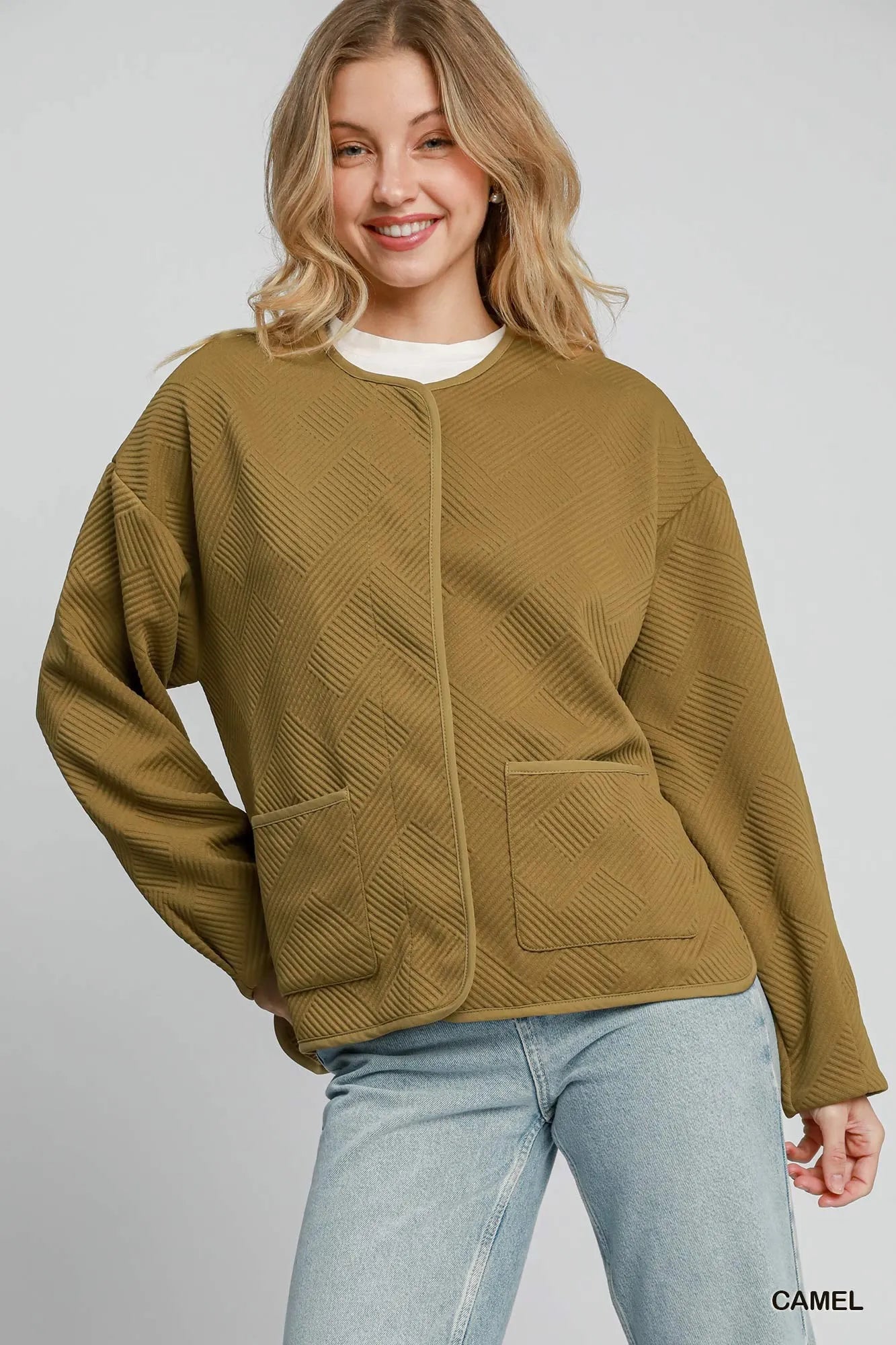 Umgee Textured Jacquard Jacket - Oneira Fashions