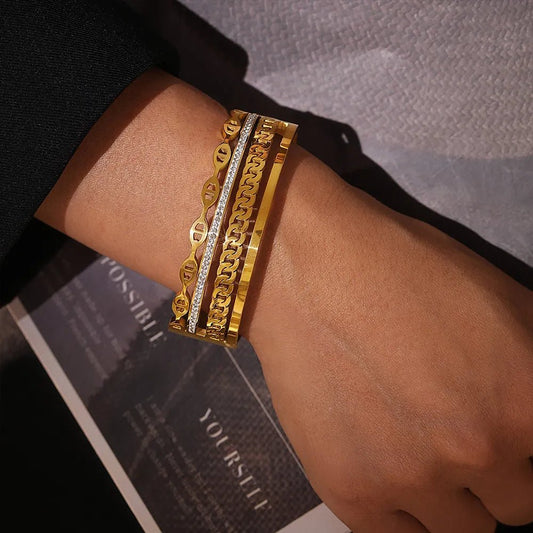 18K Gold - Plated Czech Diamond Bracelet - Oneira Fashions