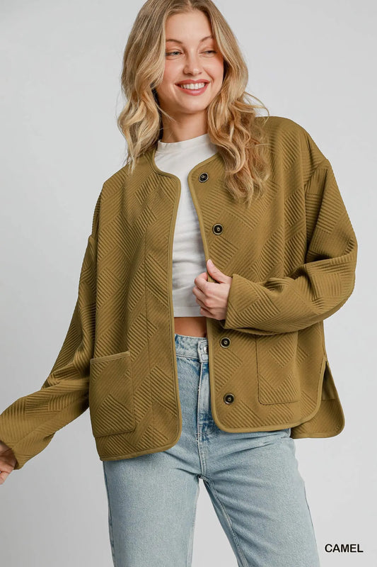 Umgee Textured Jacquard Jacket - Oneira Fashions