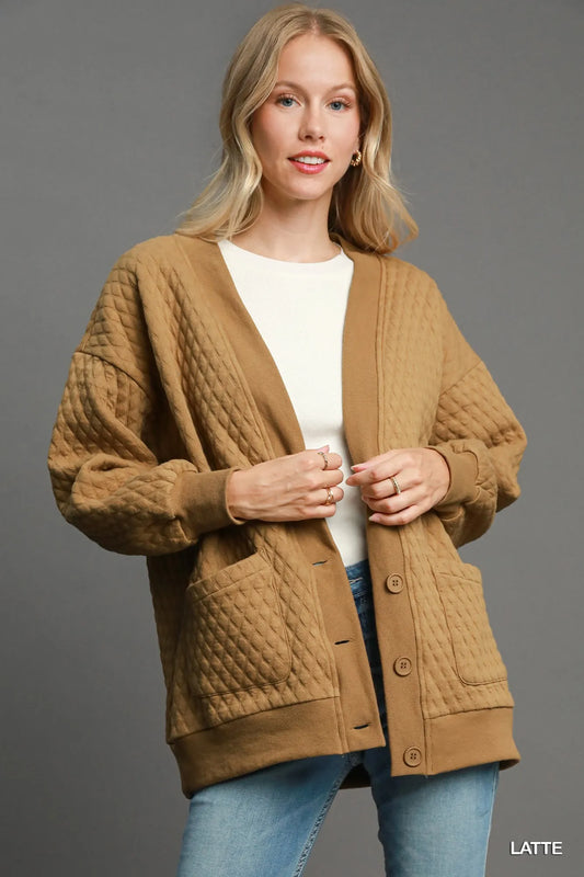 Umgee Button - Up Jacquard Cardigan - Oneira Fashions