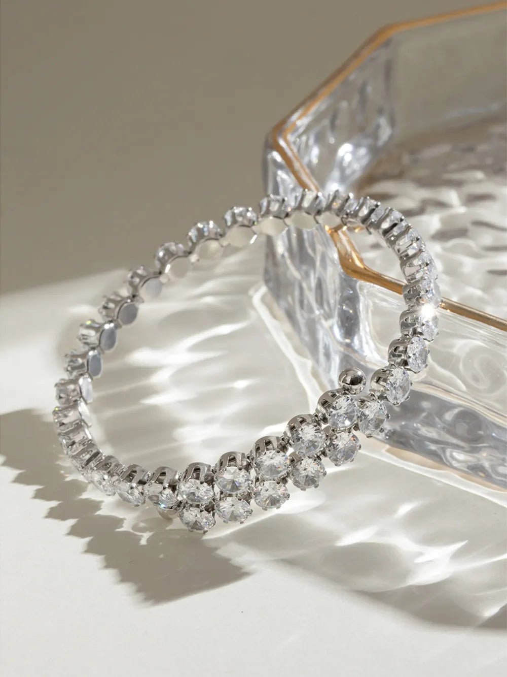 Stainless Steel Inlaid Zircon Bracelet - Oneira Fashions