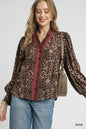 Umgee Ruffle Trim Leopard Print Shirt - Oneira Fashions