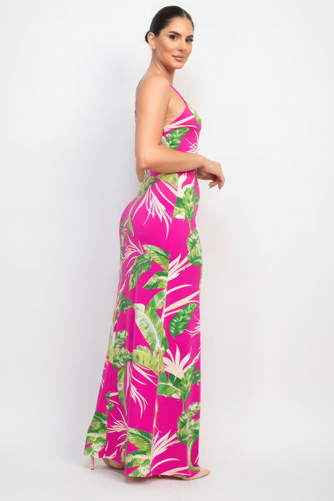 Scoop Tropical Print Maxi Dress