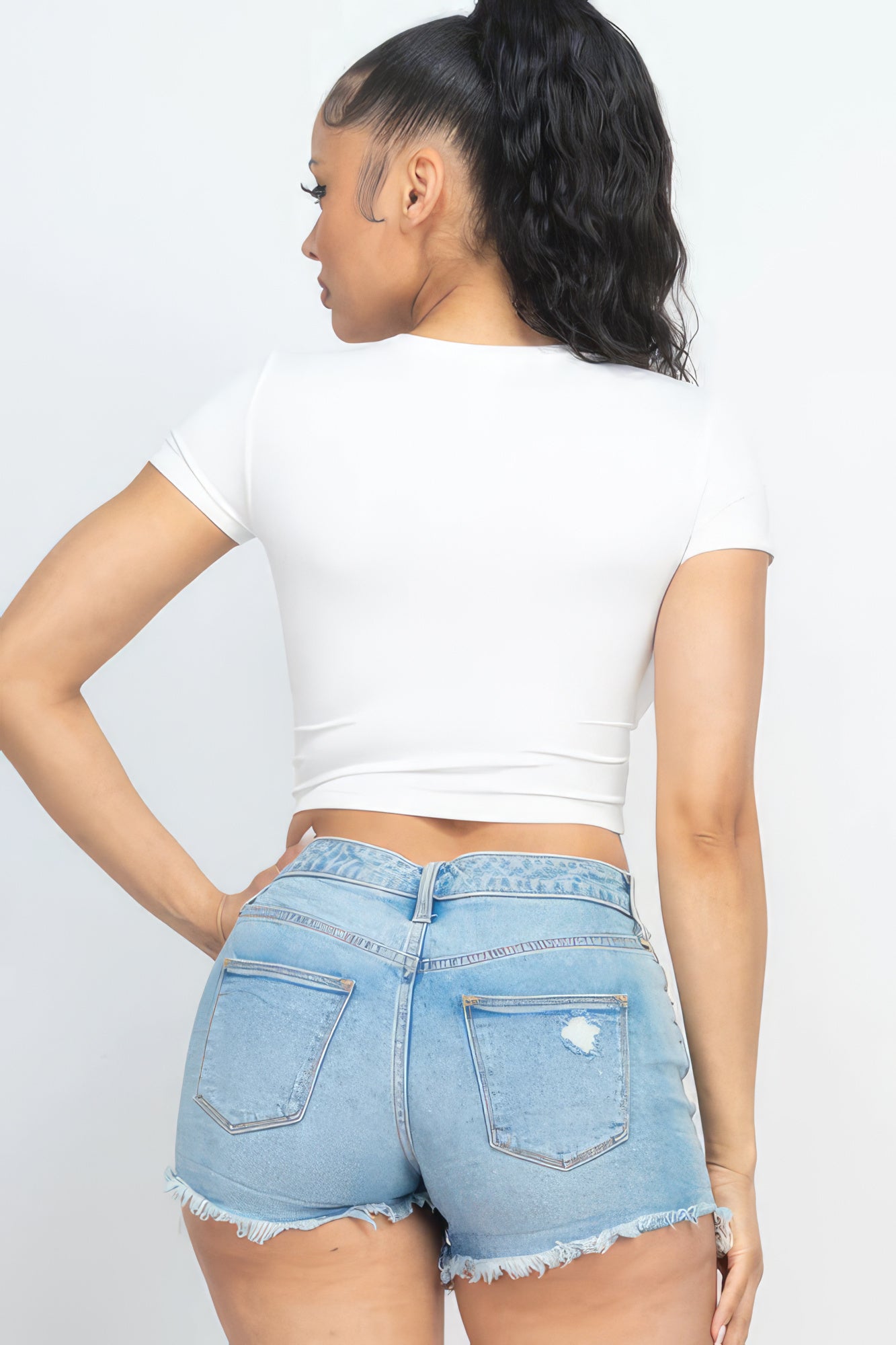 Short Sleeve Roundneck Crop Top